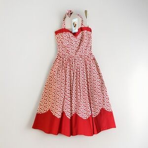 1950’s Red Polka Dot Pinup Halter Tie Dress